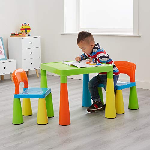 Liberty House Toys Children's Table with 2 Chairs Mesa Infantil de plástico con 2 sillas, Azul, 45.5cm H x 50.8cm W x 50.8cm D