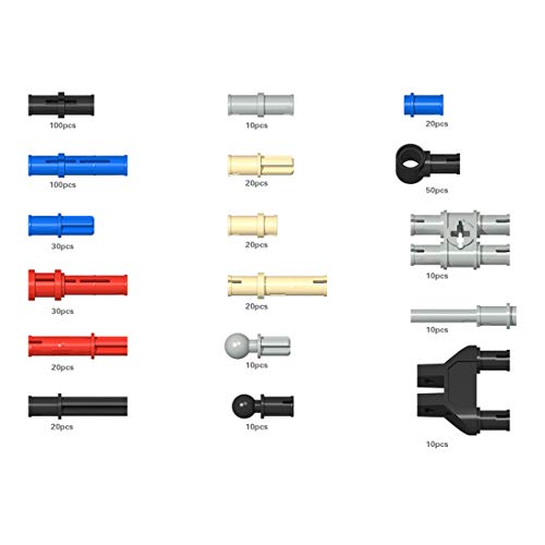 LICI Juego de 490 piezas de repuesto para técnica DIY de enchufe, pasador de seguridad, compatible con Lego Technic