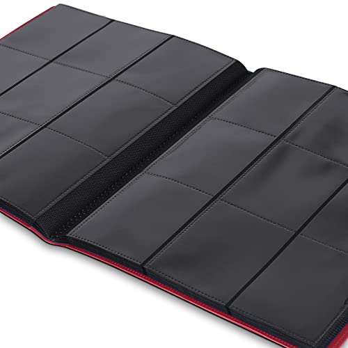 Lictin Álbum de Cartas Coleccionables-Álbum de Fundas para cartas 396 Bolsillos con Correas Elásticas, Álbum Colección Tarjetas de Juego 22 Páginas ,Aglutinante Con Folleto Impermeable (Rojo)