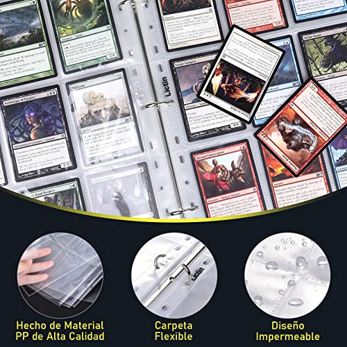 Lictin Álbum de Cartas Coleccionables-Transparente e Impermeable 540 Bolsillos, Álbum Colección Tarjetas, Álbum de Fundas para cartas, Almacenamiento de Carpetas de Tarjetas de Transacciones(Amarillo)