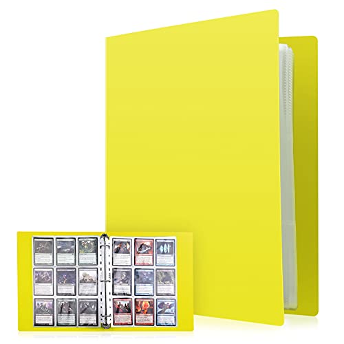 Lictin Álbum de Cartas Coleccionables-Transparente e Impermeable 540 Bolsillos, Álbum Colección Tarjetas, Álbum de Fundas para cartas, Almacenamiento de Carpetas de Tarjetas de Transacciones(Amarillo)