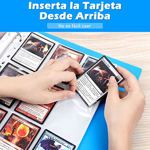 Lictin Álbum de Cartas Coleccionables-Transparente e Impermeable 540 Bolsillos, Álbum Colección Tarjetas, Álbum de Fundas para cartas, Almacenamiento de Carpetas de Tarjetas de Transacciones (Azul)