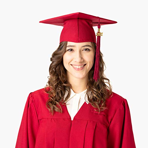 Lierys Birrete Colgante 2021/2022, Sombrero de graduación, Celebrar el Fin de Estudios en la Universidad o el Instituto. Sombrero Universitario en Rojo Talla única