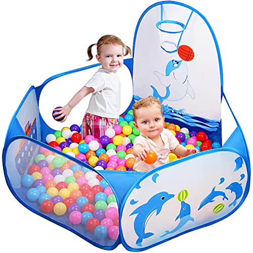 Likorlove Piscinas de Bolas, Tienda de Campaña Infantil Plegable, Parque de Bolas Infantil, Casitas Infantiles Tela, Regalo de Juguete Bebe para niños de 1 a 5 años, 120cm Azul