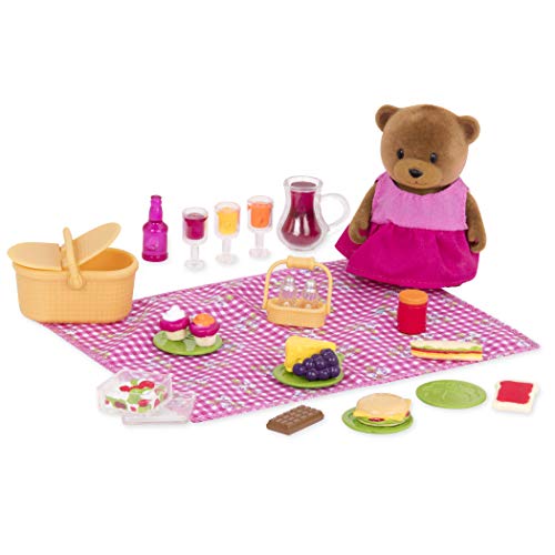 Li’l Woodzeez – Set de Picnic – Set de 29 Piezas con Personajes de Animales, Comida de Juguete y Accesorios – Figuras en Miniatura a Sets de Juego para Niños Mayores de 3+