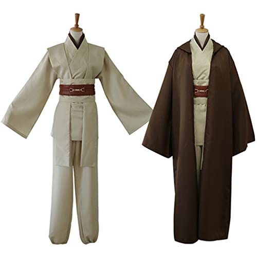 lilongjiao Cine estrella Jedi Caballero Costume Cosplay Mace Windu Robe Obi Wan Kenobi Wars Uniforme Anakin Skywalker Trajes Capa Halloween (Color : Brown, Size : L)