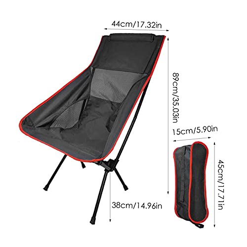 LIMX Silla de Espalda Alta Silla de Pesca Portátil Plegable Oxford Asiento de Tela con una Capacidad de Carga de 120 kg, Silla de Playa de Camping al Aire Libre ( Color : Black , Size : 44*89CM )