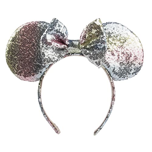 LINMAN Arco Iris Lentejuelas Minnie Mouse Orejas Hairband Kids Girl Bow Hairband Mujer Diadema Bricolaje Accesorios para el Cabello Headwear Niños DIEVE (Color : As pciture 25)