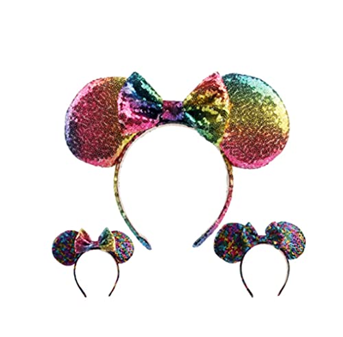 LINMAN Arco Iris Lentejuelas Minnie Mouse Orejas Hairband Kids Girl Bow Hairband Mujer Diadema Bricolaje Accesorios para el Cabello Headwear Niños DIEVE (Color : As pciture 25)