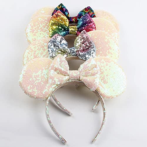 LINMAN Arco Iris Lentejuelas Minnie Mouse Orejas Hairband Kids Girl Bow Hairband Mujer Diadema Bricolaje Accesorios para el Cabello Headwear Niños DIEVE (Color : As pciture 25)