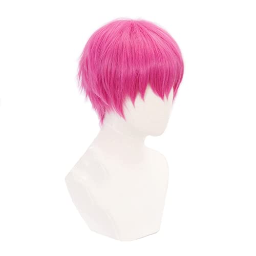 Linna Saiki Kusuo no Sainan Saiki Cosplay peluca Anime Saiki K pelo sintético rosa corto para fiesta de Halloween + gorra de peluca