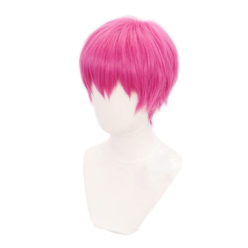 Linna Saiki Kusuo no Sainan Saiki Cosplay peluca Anime Saiki K pelo sintético rosa corto para fiesta de Halloween + gorra de peluca