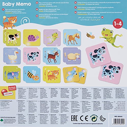 Lisciani - Carotina Baby Juego de memoria con animales - Juego educativo para niños de 1 á 4 años (80045)