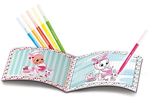 Lisciani - Cry Babies Bebés Llorones, Crea y colorea con rotuladores fluo - Juego educativo creativo para niñas a partir de 3 años - 83473