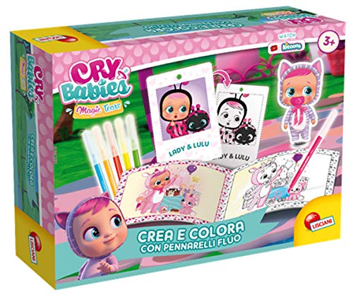 Lisciani - Cry Babies Bebés Llorones, Crea y colorea con rotuladores fluo - Juego educativo creativo para niñas a partir de 3 años - 83473