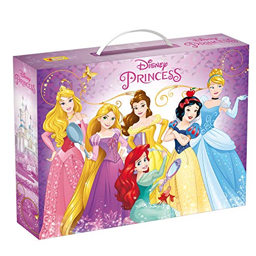 Lisciani Puzzle en Maleta de 60 piezas 2 en 1, Doble Cara con reverso para colorear - Disney Princesas 73863