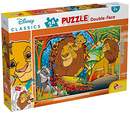 Lisciani Puzzle para niños de 24 piezas 2 en 1, Doble Cara con reverso para colorear - Disney Rey Leon 86498