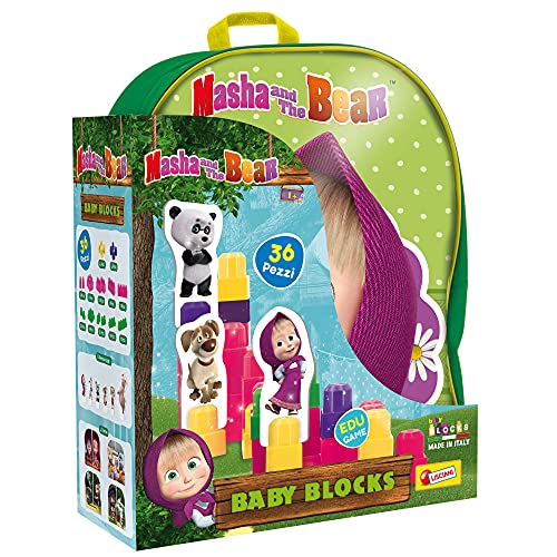 Liscianigiochi - Masha y El Oso Mochila con Bloques de construcción Juego Educativo para niños Partir 1 año 88751