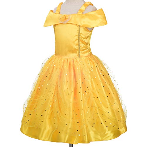 Lito Angels Disfraz Belle de la Bella y la Bestia Vestido de Princesa Amarillo para Niñas Talla 10 a 11 Años, estilo B