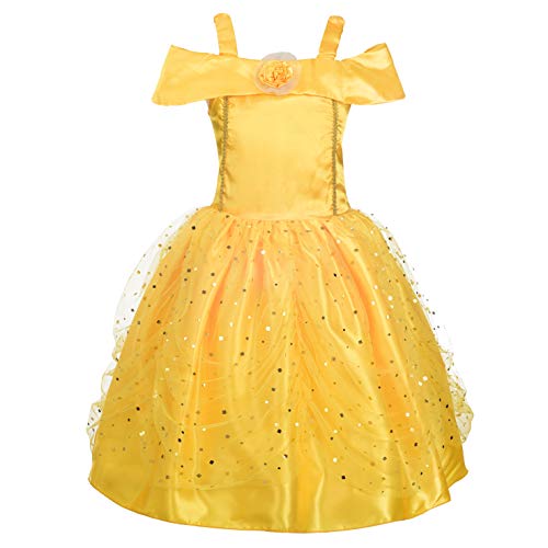 Lito Angels Disfraz Belle de la Bella y la Bestia Vestido de Princesa Amarillo para Niñas Talla 10 a 11 Años, estilo B