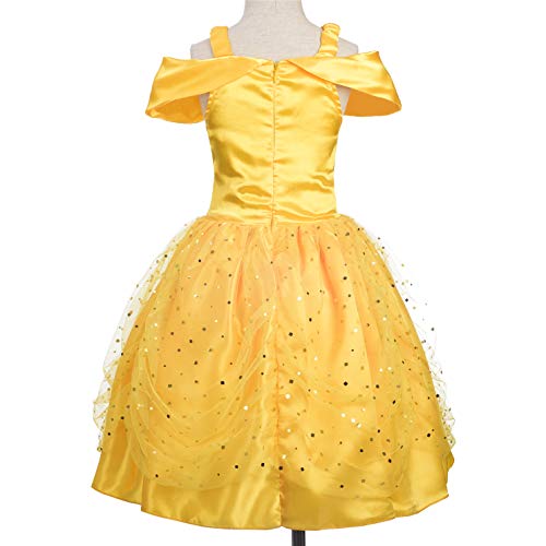 Lito Angels Disfraz Belle de la Bella y la Bestia Vestido de Princesa Amarillo para Niñas Talla 7 a 8 Años, estilo B