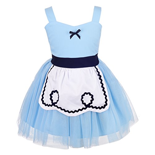 Lito Angels Disfraz de Alicia en el País de las Maravillas para Bebe Niñas, Vestido de Tul de Verano con Delantal Blanco, Talla 6-12 meses, Azul