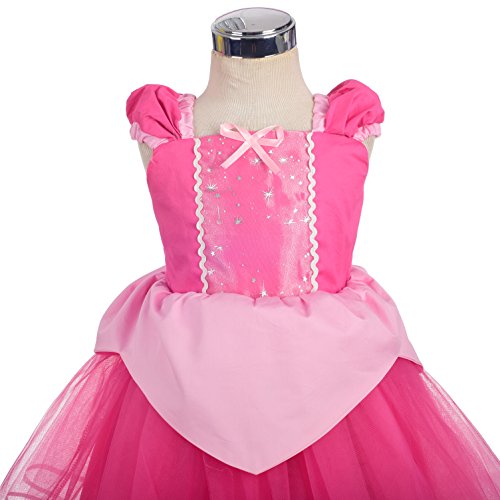 Lito Angels Disfraz de Bella Durmiente Vestido de Princesa Aurora para Bebe Niñas Talla 18-24 Meses, Rosa Caliente