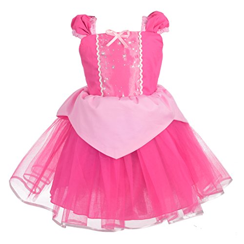 Lito Angels Disfraz de Bella Durmiente Vestido de Princesa Aurora para Bebe Niñas Talla 18-24 Meses, Rosa Caliente