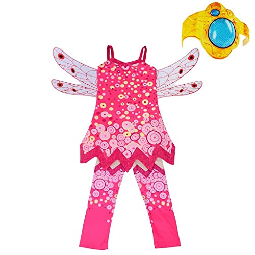 Lito Angels Disfraz de Mia and Me para niñas con alas, pantalones leggings y pulsera Vestido de Hadas Talla 7-8 años Mia