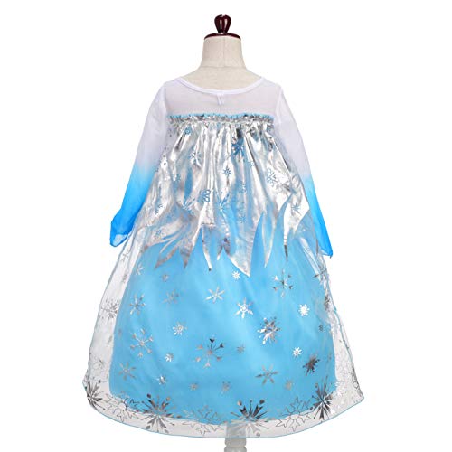 Lito Angels Disfraz de Princesa Elsa Vestido de Reino del Hielo con Capa para Niñas, Talla 5-6 años, B