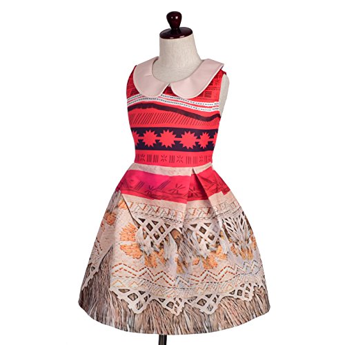 Lito Angels Disfraz de Princesa Moana Vaiana Vestido con Collar para Niña Talla 5 a 6 años