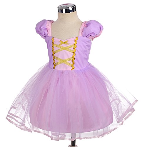 Lito Angels Disfraz de Princesa Rapunzel Vestido Tul para Niñas Pequeñas Talla 2-3 años, Morado