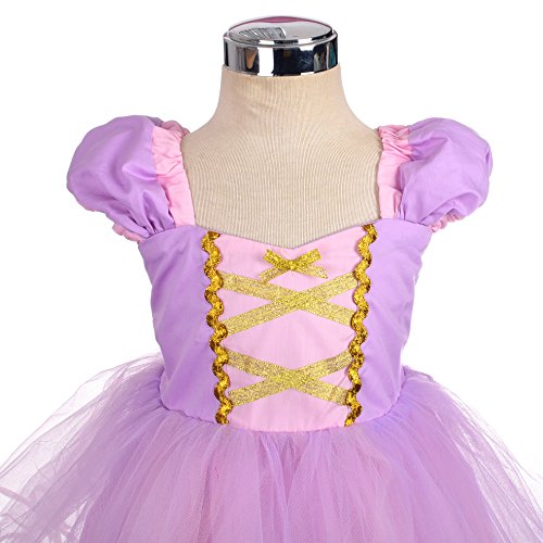 Lito Angels Disfraz de Princesa Rapunzel Vestido Tul para Niñas Pequeñas Talla 2-3 años, Morado