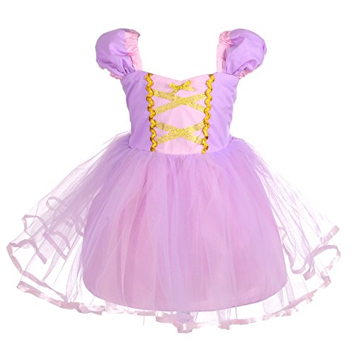 Lito Angels Disfraz de Princesa Rapunzel Vestido Tul para Niñas Pequeñas Talla 2-3 años, Morado