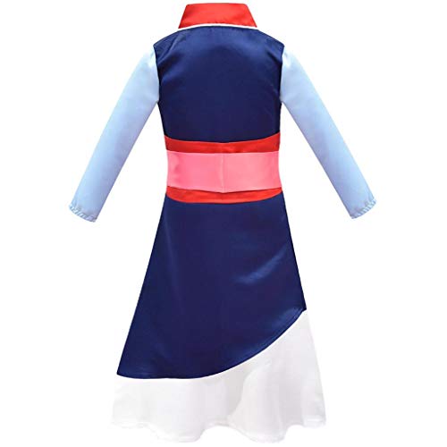 Lito Angels Disfraz Mulan para Niña, Ropa Traje China Heroina Hanfu, Talla 11-12 años, Azul