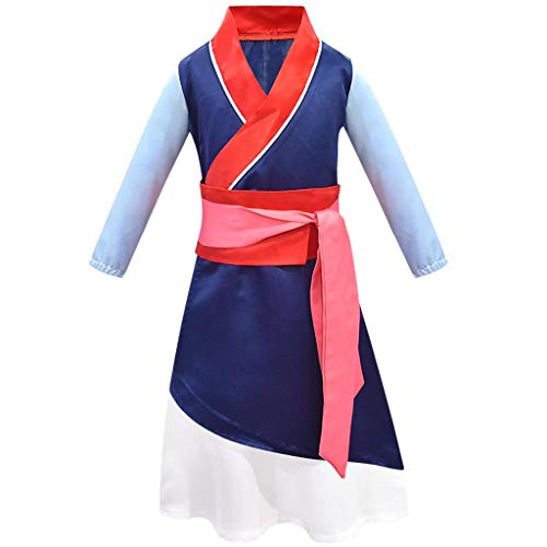 Lito Angels Disfraz Mulan para Niña, Ropa Traje China Heroina Hanfu, Talla 11-12 años, Azul