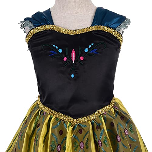 Lito Angels Disfraz Vestido de Coronación de Princesa Anna con Corona y Accesorios para Niñas Pequeñas, Talla 4-5 años, Verde