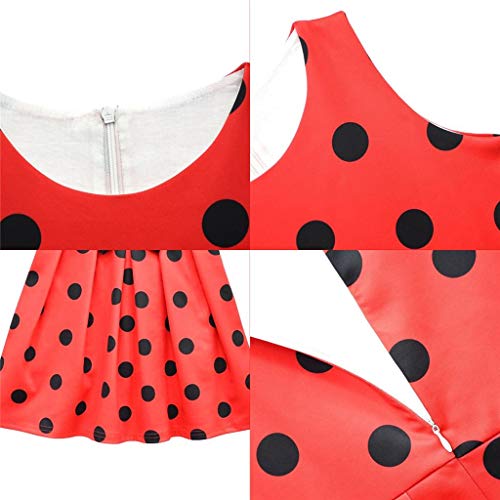 Lito Angels Disfraz Vestido de Ladybug Mariquita para Niñas Talla 3-4 años, Lunares Rojos