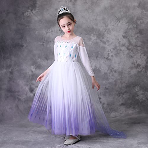 Lito Angels Vestido Blanco Princesa Elsa Disfraz Reino del Hielo 2 con Capa para Niñas Pequeñas, Talla 4-5 años 262