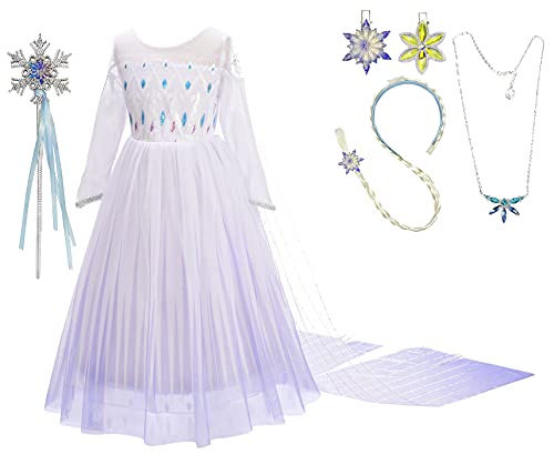 Lito Angels Vestido Blanco Princesa Elsa Disfraz Reino del Hielo 2 con Capa y Accesorios para Niñas, Talla 11-12 años 262