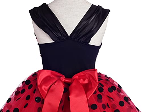 Lito Angels Vestido de Ladybug con Alas y Accesorios para Niña Disfraz de Mariquita Falda Tutu de Lunares Rojos Talla 2-3 Años