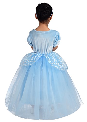 Lito Angels Vestido Disfraz Princesa Cenicienta para Niñas Talla 3-4 Años, Azul