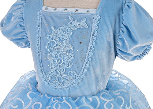 Lito Angels Vestido Disfraz Princesa Cenicienta para Niñas Talla 3-4 Años, Azul