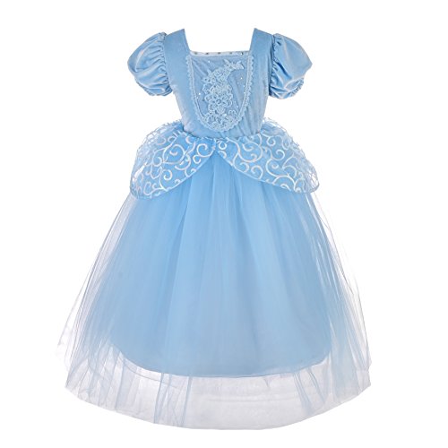 Lito Angels Vestido Disfraz Princesa Cenicienta para Niñas Talla 3-4 Años, Azul