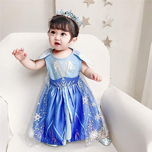 Lito Angels Vestidos de Princesa Elsa para Bebé niñas Disfraz de Reina de las Nieves con Capa Talla 12 a 18 meses Azul 267