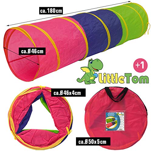 LittleTom Túnel de Juguete 180x46cm para niños pequeños de Lona Multicolor