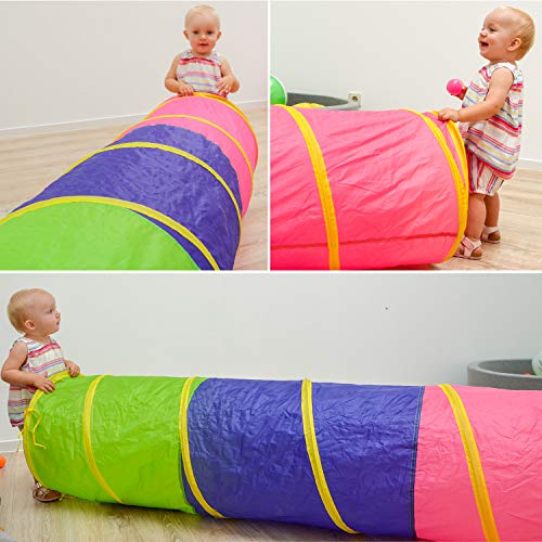 LittleTom Túnel de Juguete 180x46cm para niños pequeños de Lona Multicolor