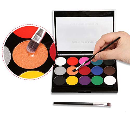 liuer Pinturas Cara Hallowee Pintura Facial Maquillaje al Agua con 4 Formas de Plantilla Pinturas Cara para Halloween Fiestas Cosplay