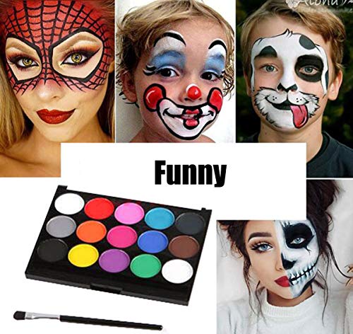 liuer Pinturas Cara Hallowee Pintura Facial Maquillaje al Agua con 4 Formas de Plantilla Pinturas Cara para Halloween Fiestas Cosplay