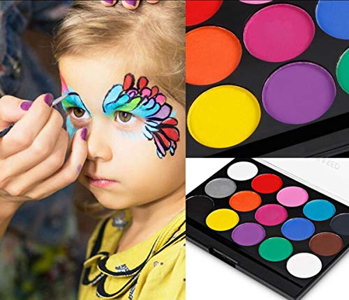 liuer Pinturas Cara Hallowee Pintura Facial Maquillaje al Agua con 4 Formas de Plantilla Pinturas Cara para Halloween Fiestas Cosplay